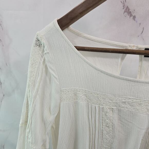 Sanctuary Dress Womens Small White Cover Up Babydoll Boho Crochet Gauze - Picture 2 of 14